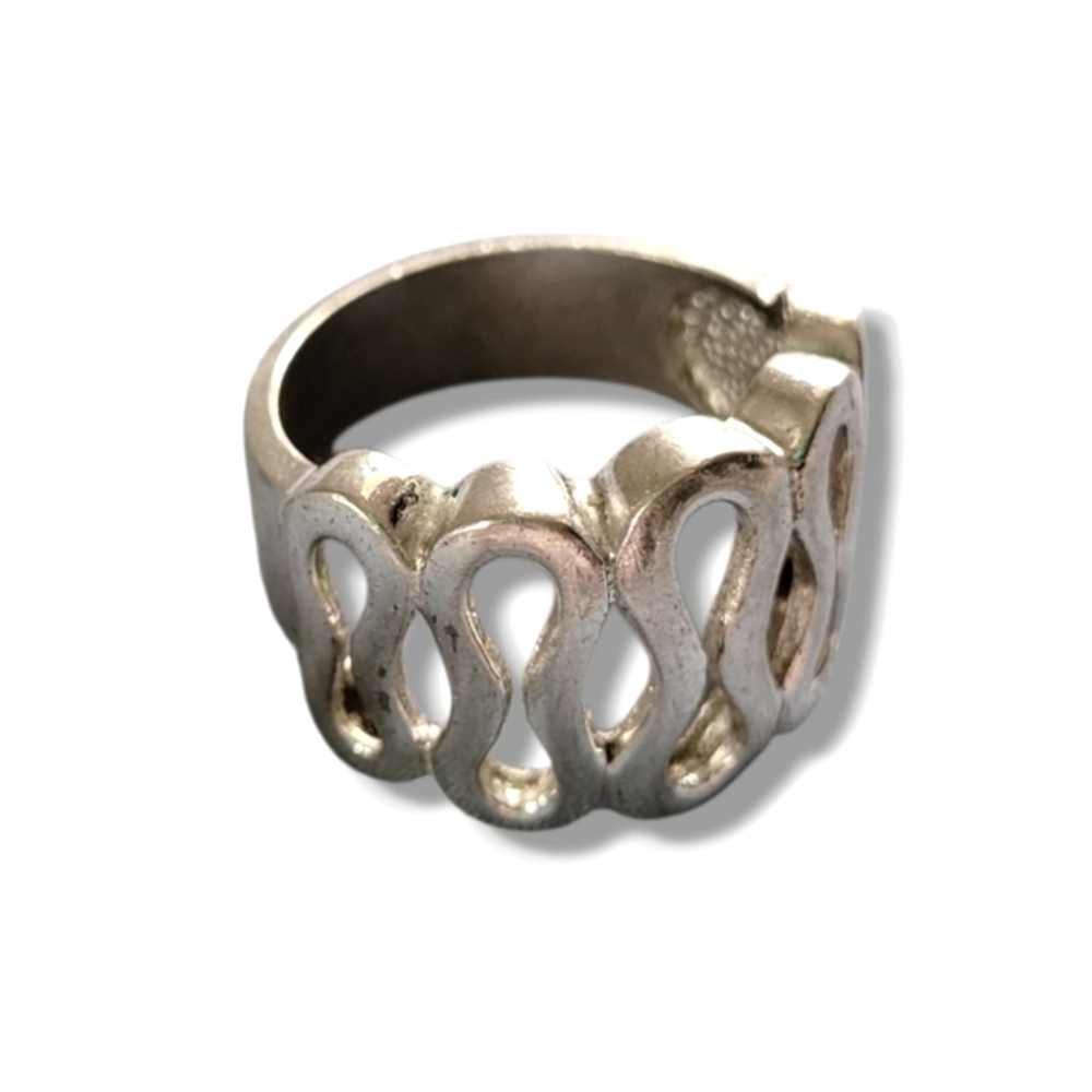Women's VTG Sterling Silver Swirly Wave Ring (SIZE 8.5) - Picture 4 of 8